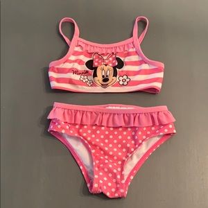 Minnie Mouse Bikini Sz 4T Stripes & Dots Pink 🌸
